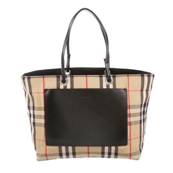 Burberry London Leather-Trimmed Nova Check Tote - Picture 1 of 4
